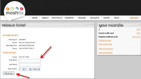 How to re-issue a Moshtix 2D Barcode ticket - step 5